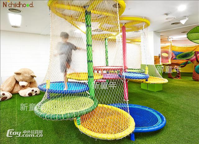 新童年彩虹绳网游乐设备,儿童游乐园,淘气堡绳网，七彩树叶