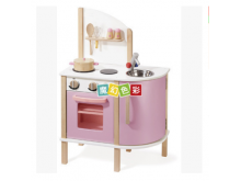 幼儿园亲子园儿童厨房外贸儿童早教木制仿真过家家粉色小厨房灶台