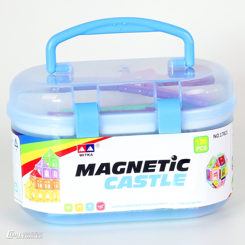 智博乐磁力棒玩具桶装英文版17821儿童益智磁性积木