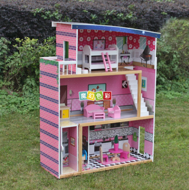 外贸出口木制娃娃屋 过家家玩具别墅 儿童大型玩具屋