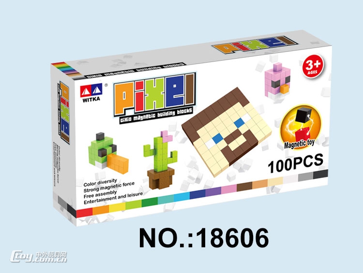 智博乐磁吸欧100PCS英文包装拼装吸磁玩具积木18606