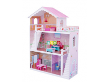 厂家直销 女孩过家家粉色别墅儿童玩具木制娃娃屋