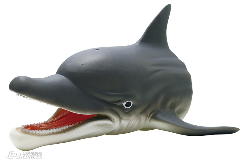 仿真动物软胶手偶X302海豚手偶头模型玩具