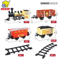 高乐经典火车系列黑色蒸汽机车仿真比例电动轨道火车模型玩具套装