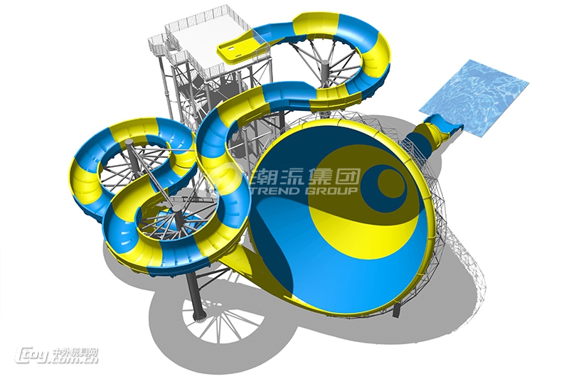 广州潮流水上乐园设备厂家提供旋风大喇叭滑梯