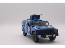 YS003仿真合金蓝迷彩军事越野车模型玩具声光回力合金车