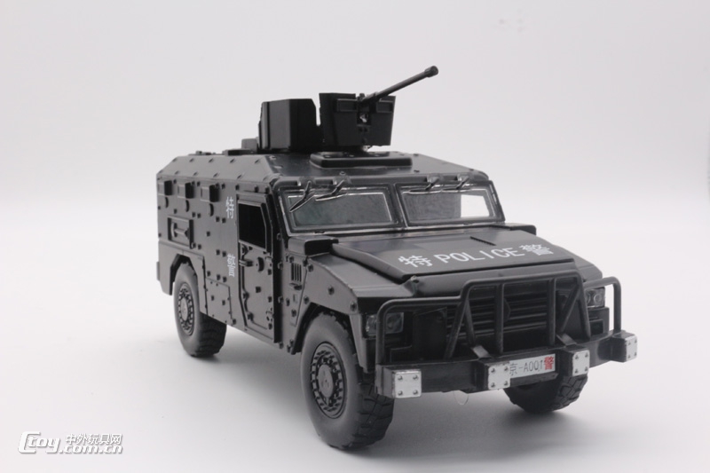 YS003仿真合金装甲军事特警战车声光回力合金车玩具