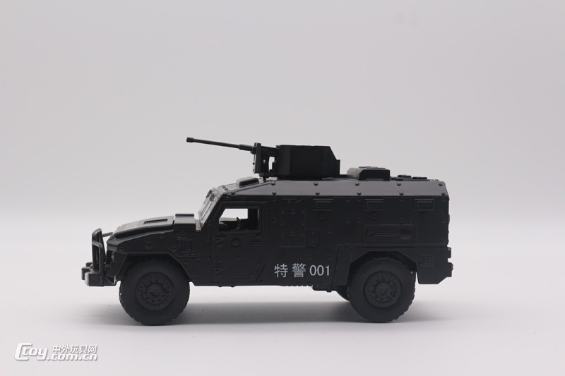 YS003仿真合金装甲军事特警战车声光回力合金车玩具