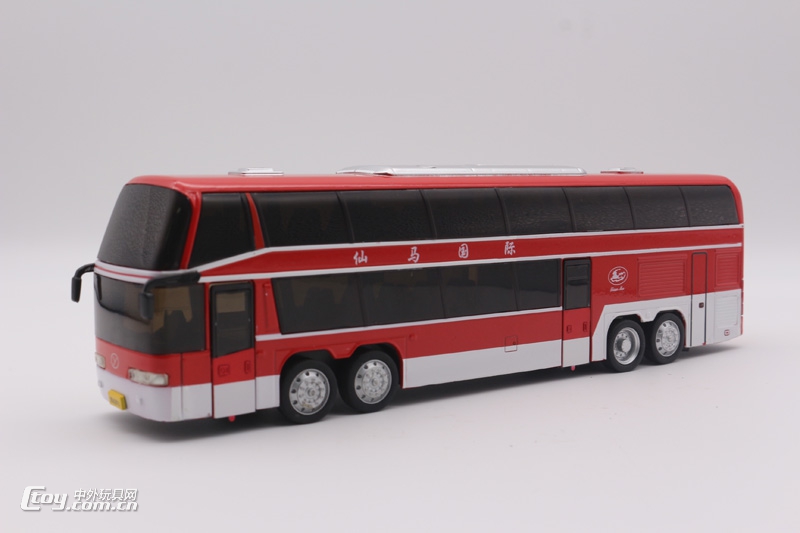 YS004双层巴士声光回力合金车玩具