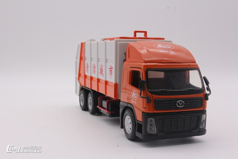 YS006-4合金垃圾车模型玩具开门回力合金车