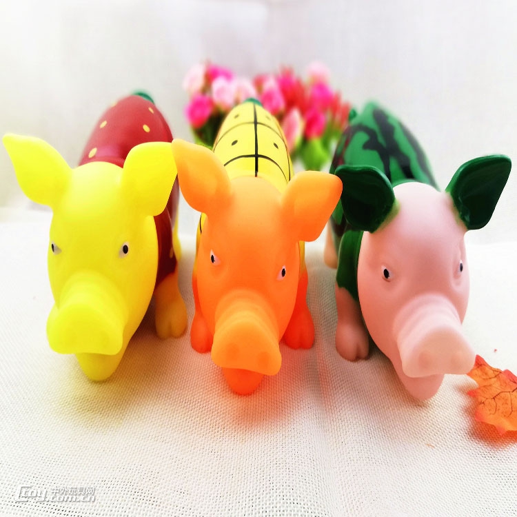 义乌搪胶玩具厂减压发泄惨叫猪水果猪西瓜菠萝草莓猪