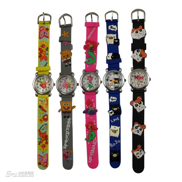 手表厂家直销速卖通新款时尚儿童玩具礼品卡通3D表带手表