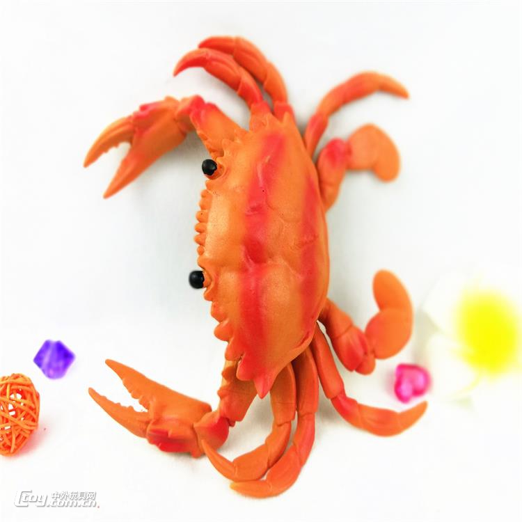 义乌泓智搪胶玩具捏捏叫仿真螃蟹海洋生物塑料模型玩具