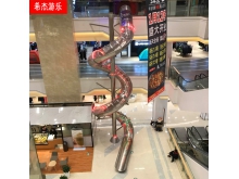 户外大型不锈钢滑梯定制 商场透明螺旋网红滑梯非标游乐设备厂家