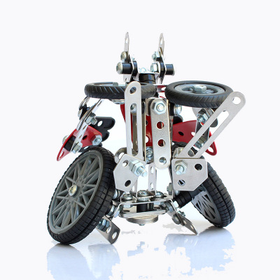 金属益智拼装摩托车玩具