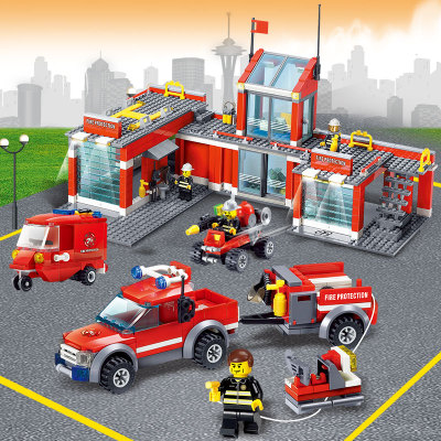 KAZ开智积木城市消防总局8051小颗粒人仔积木玩具
