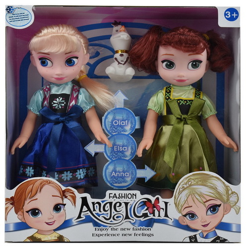 安娜音乐娃娃10寸搪胶注塑身艾莎与安娜带彩灯音乐套装