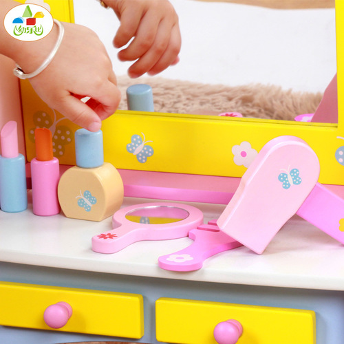幼乐比木制粉红梳妆台儿童女孩玩具MSN15030