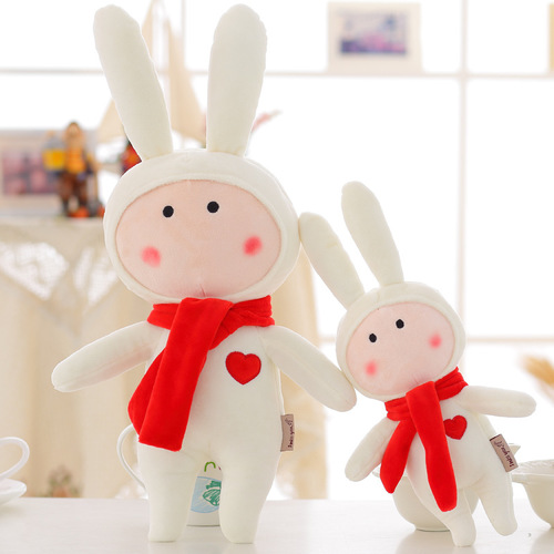 可兰薇白色红围巾兔子公仔毛绒玩具BETZ1001