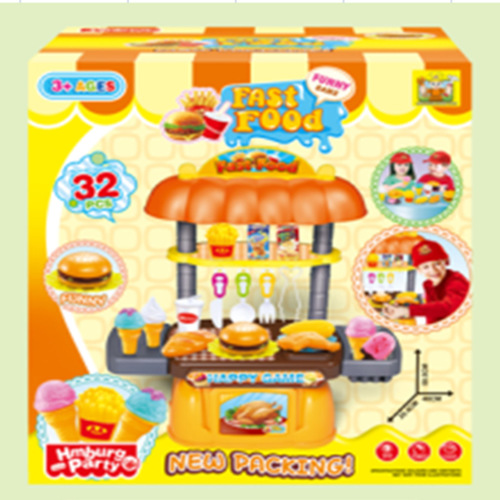 宏川盛升级版汉堡台切切乐玩具32件套装过家家玩具36778-105