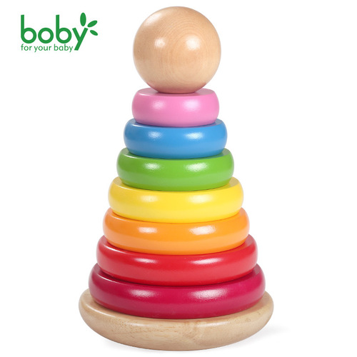 boby/波比启智彩虹堆堆塔木制叠叠乐玩具BB0301