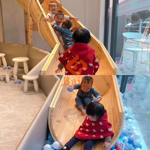 柏禾商场游乐设备幼儿园滑梯木制滑梯