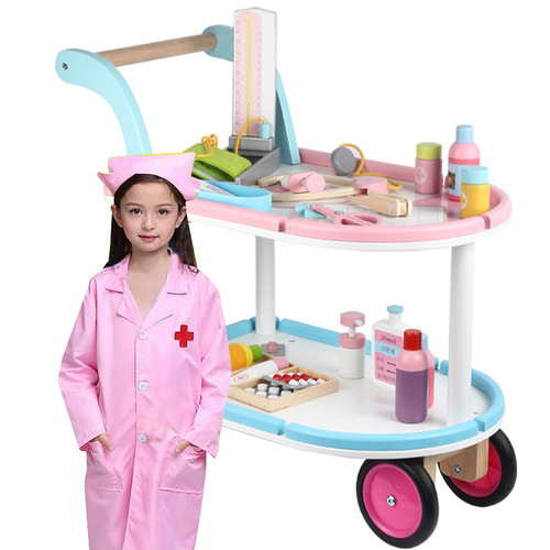 过家家玩具儿童木制仿真医疗车医生角色扮演工具玩具