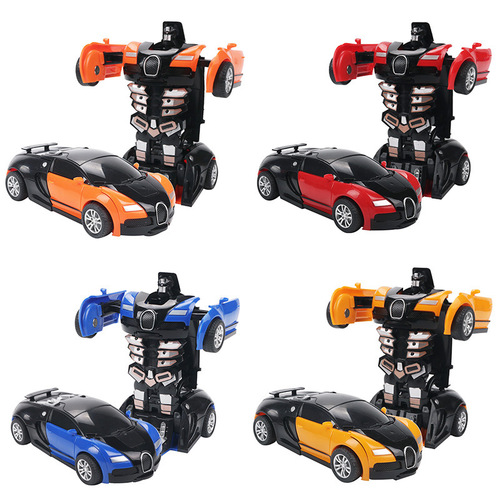 机器人布加迪玩具车惯性撞击变形车玩具