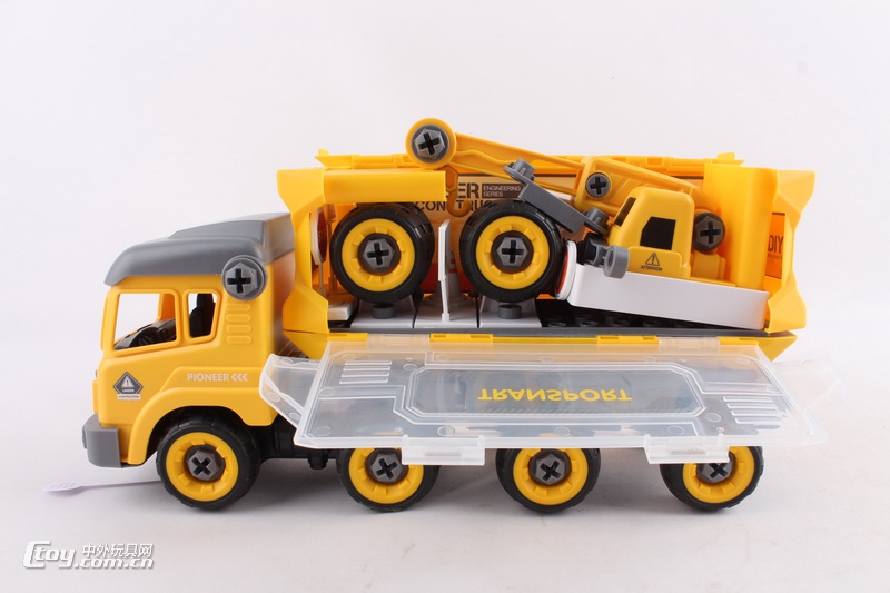 跨境电商DIY拆装工程车带维修工具儿童益智拼装过家家玩具批发