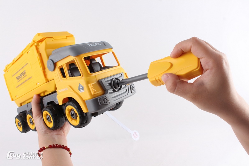 跨境电商DIY拆装工程车带维修工具儿童益智拼装过家家玩具批发