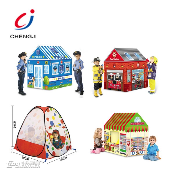儿童室内外过家家帐篷玩具警车图案房屋造型易收纳