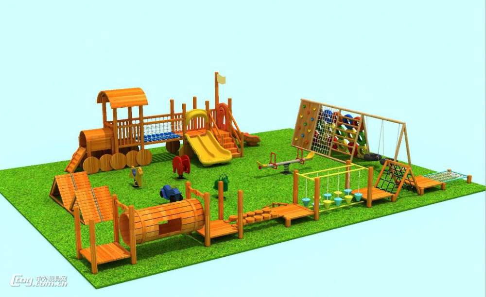 幼儿园大型户外玩具 儿童组合滑梯木质拓展攀爬架游乐园滑梯厂家