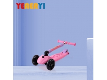 厂家直销 新款折叠儿童滑板车 粉色3-5岁3轮闪光滑板车
