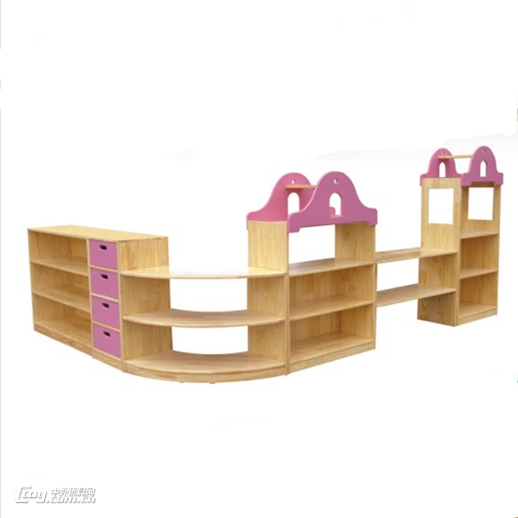 广西河池幼儿园区角组合柜 幼儿实木玩具柜 大风车幼教玩具