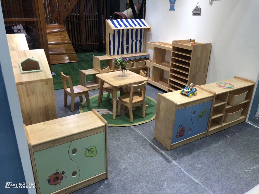 幼儿园书架组合书柜 实木玩具柜 广西崇左幼儿家具厂批发直销