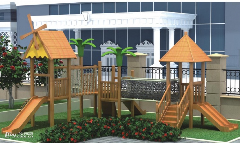 河池东兰厂家定制大型儿童游乐组合滑梯 大风车设备