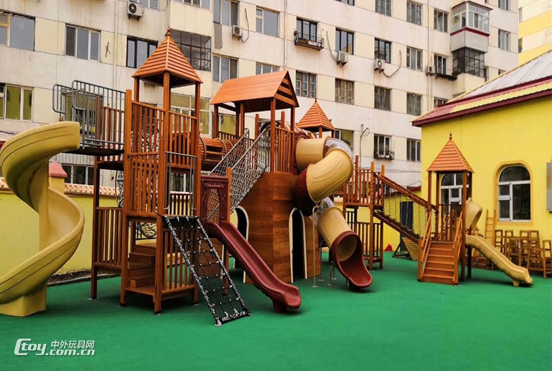 贵阳厂家生产学校儿童组合攀爬玩具木质系列滑梯