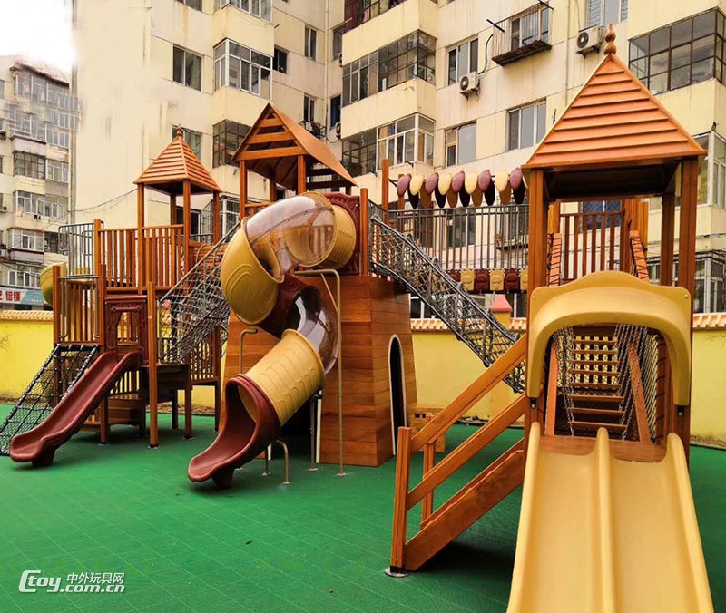 供应贵阳儿童大型室外体能训练木质滑梯游乐设备