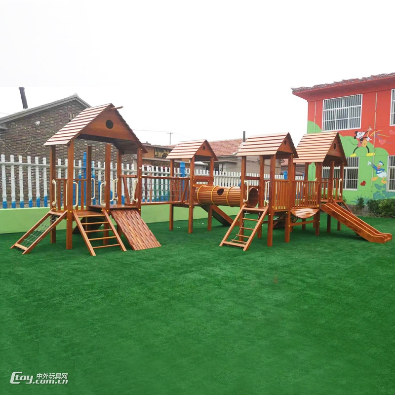 贵州直销供应儿童大型室外游乐木质滑梯玩具