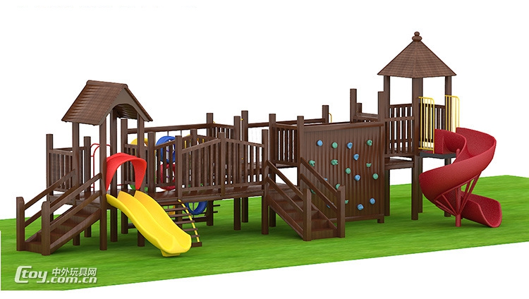 遵义厂家供应游乐园幼儿组合露天木质滑滑梯
