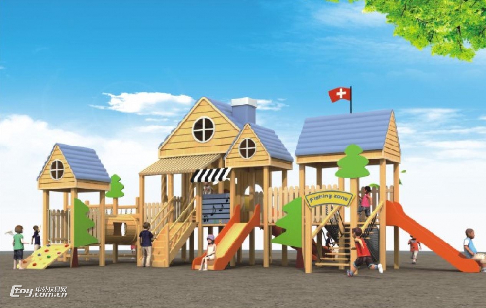 大风车幼教玩具 遵义供应景区儿童攀爬乐园木制滑梯
