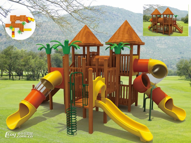批发定制遵义儿童大型木制组合滑梯游乐设施 大风车玩具设备
