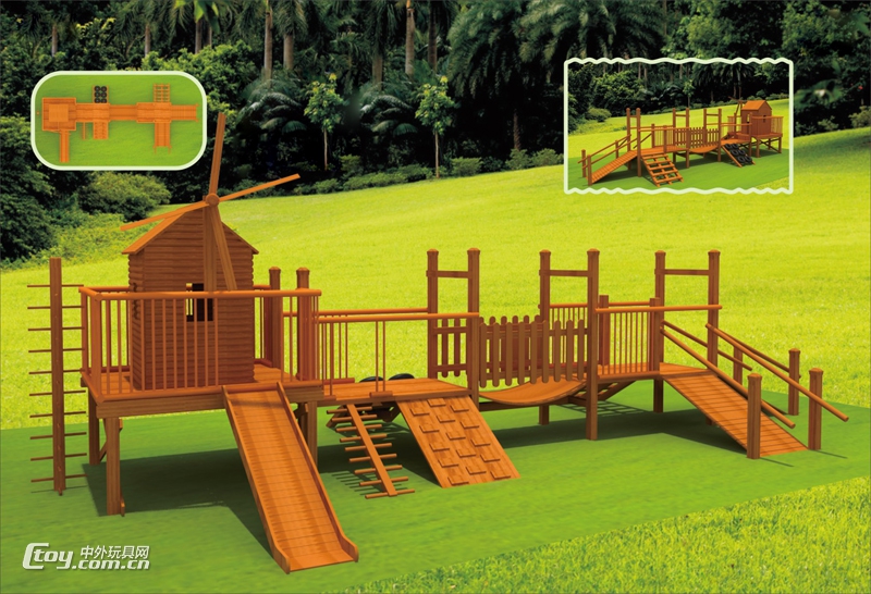 遵义批发大型游乐场组合木制滑梯 幼儿园户外玩具设备