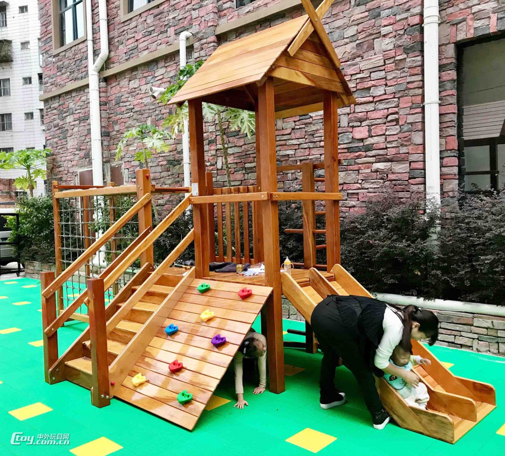 凯里定做景区社区儿童室外组合木质滑梯 小博士儿童游乐玩具