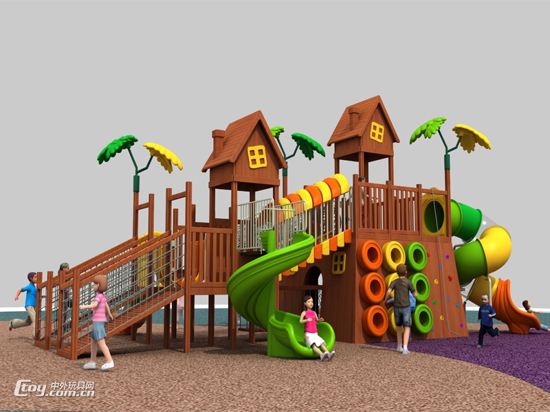 定做凯里新款儿童木质系列大型组合滑梯 大风车游乐设备