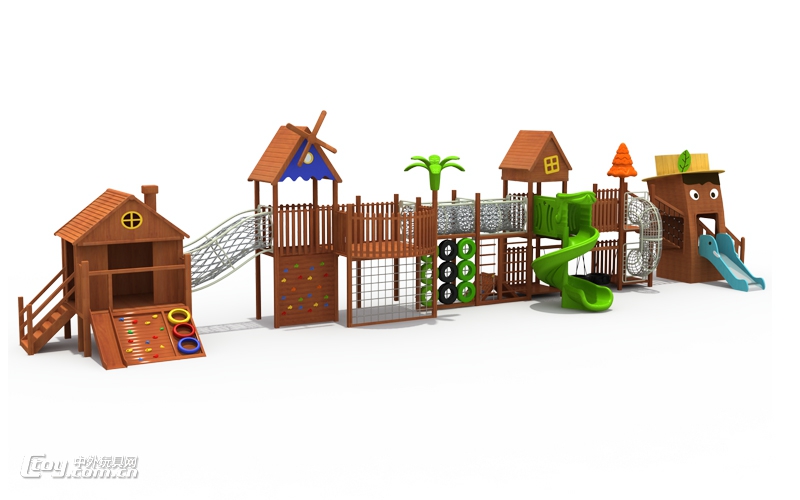 供应凯里儿童乐园木质系列小博士室外组合滑梯拓展设备