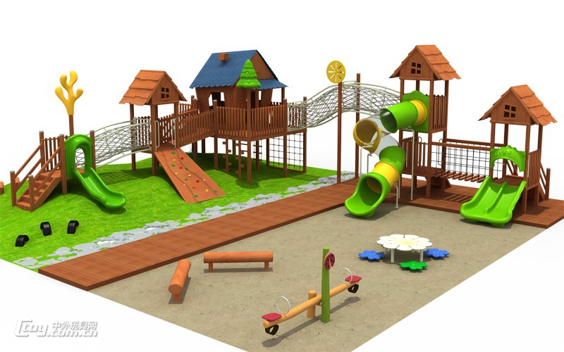 大风车游乐凯里直销新款幼儿室外组合实木滑滑梯游艺设施