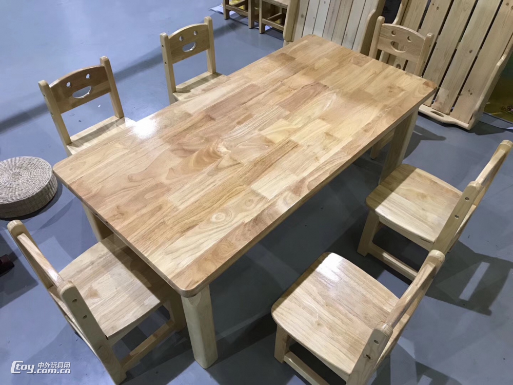 梧州厂家直销幼儿园儿童木制书桌课桌椅套装六人长方桌幼教家具