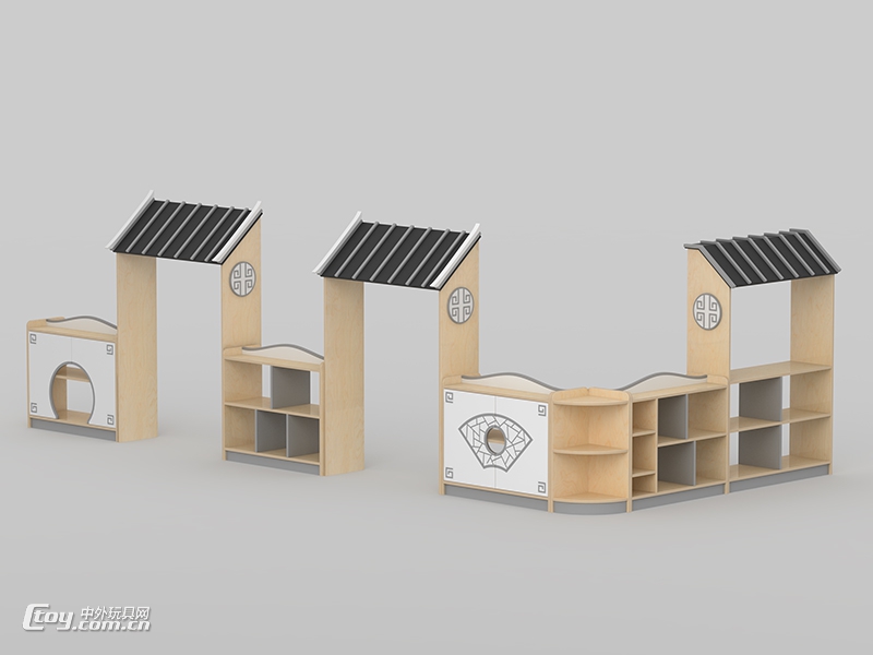 广西南宁生产幼儿园专用樟子松实木儿童区角组合柜