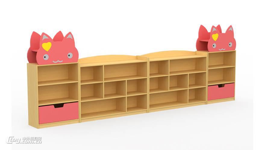 桂林批发幼儿专用柜 儿童卡通实木区角组合柜玩具柜书包柜